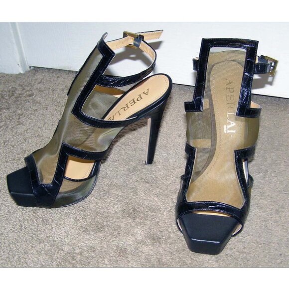 New 💋 sexy 8.5/39 Aperlai leather & mesh heels - Picture 5 of 15